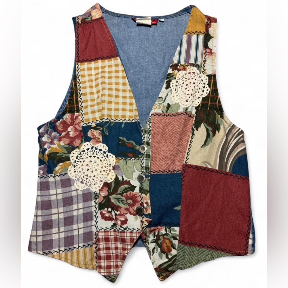 Vintage Patchwork Pattern Vest - image 6